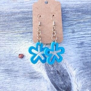 Blue flower earrings‎